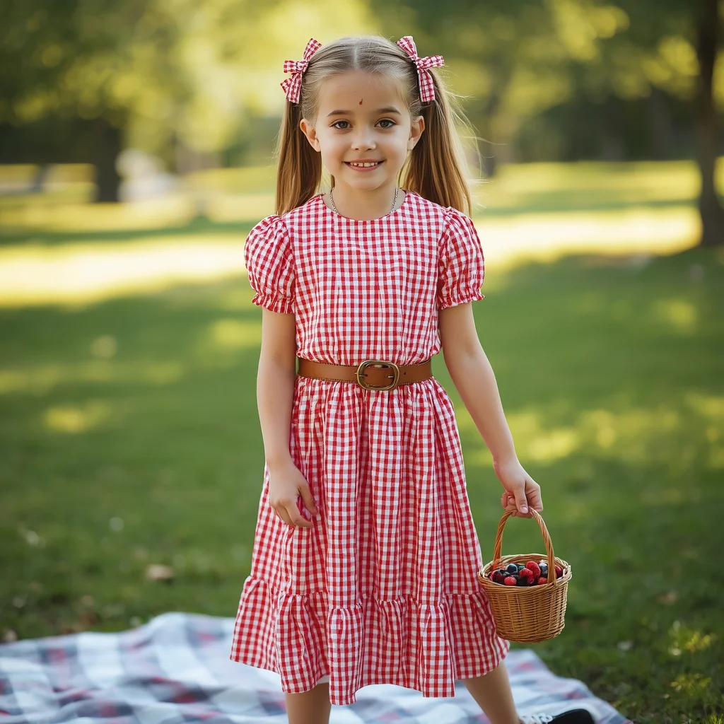 A Young Girl’s Adorable Western-Themed Gingham Dress Outfit | Sweet Young Girl