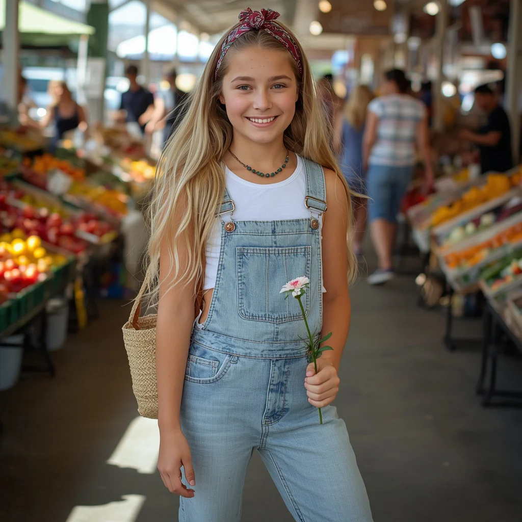 A Young Girl’s Fun and Flirty Western-Inspired Denim Overalls | Playful Young Girl