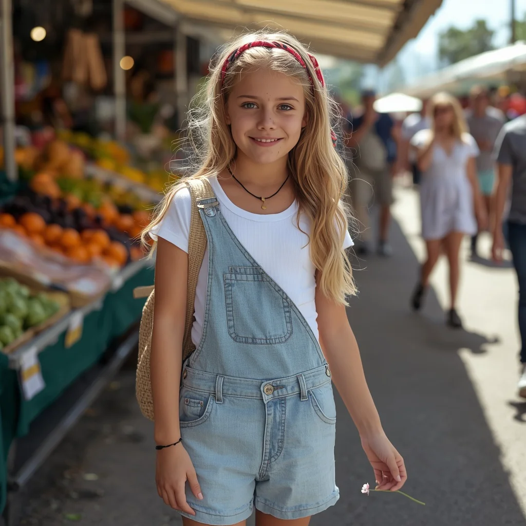 A Young Girl’s Fun and Flirty Western-Inspired Denim Overalls | Playful Young Girl