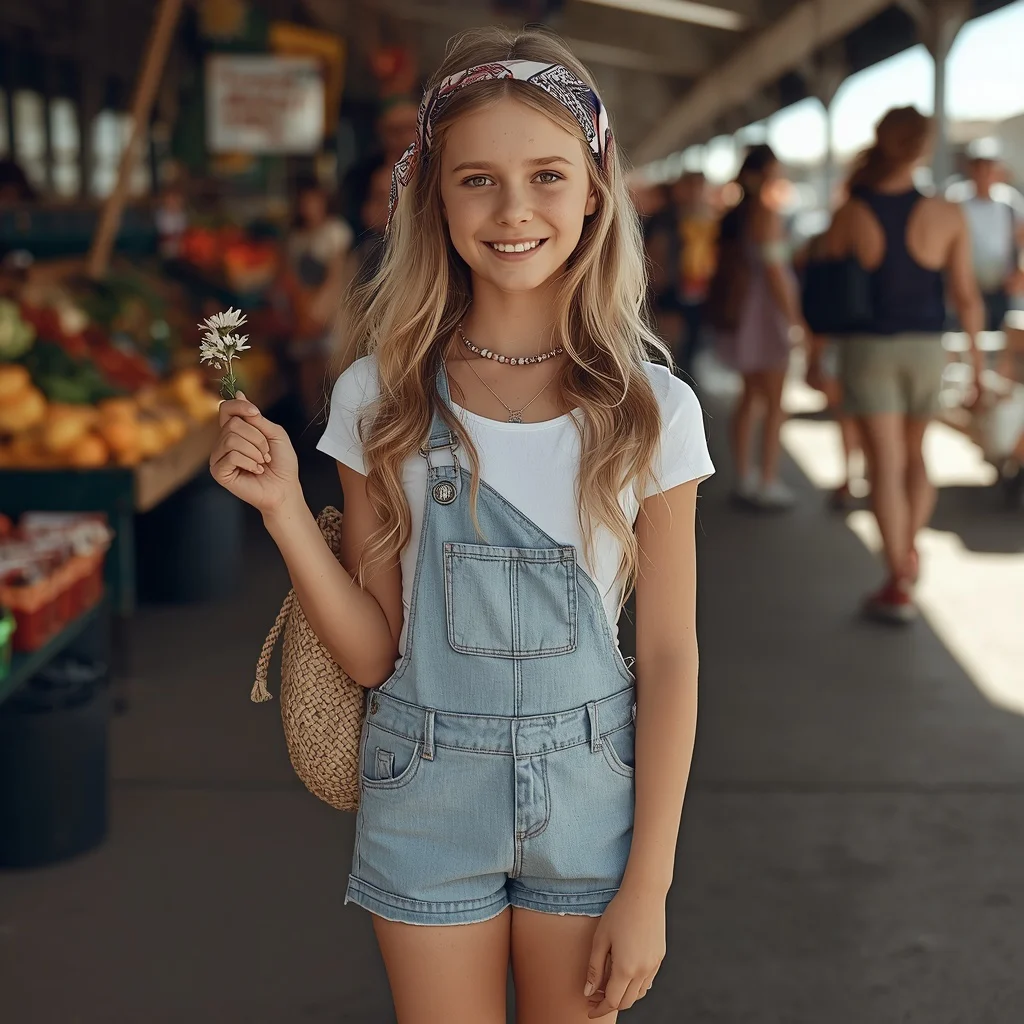 A Young Girl’s Fun and Flirty Western-Inspired Denim Overalls | Playful Young Girl