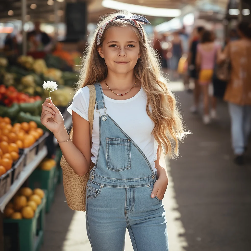 A Young Girl’s Fun and Flirty Western-Inspired Denim Overalls | Playful Young Girl