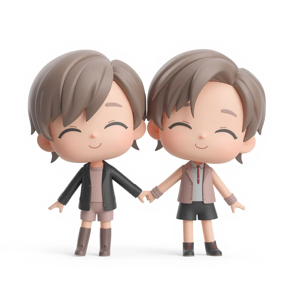 Chibi-Style Couple Dolls Holding Hands on Transparent Background | indian couple ai prompt