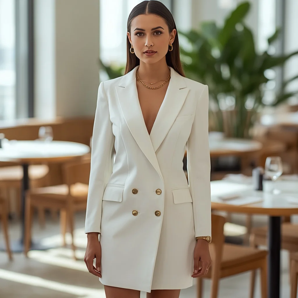 Chic White Blazer Dress for a Modern Power Brunch | viral instagram ai prompt