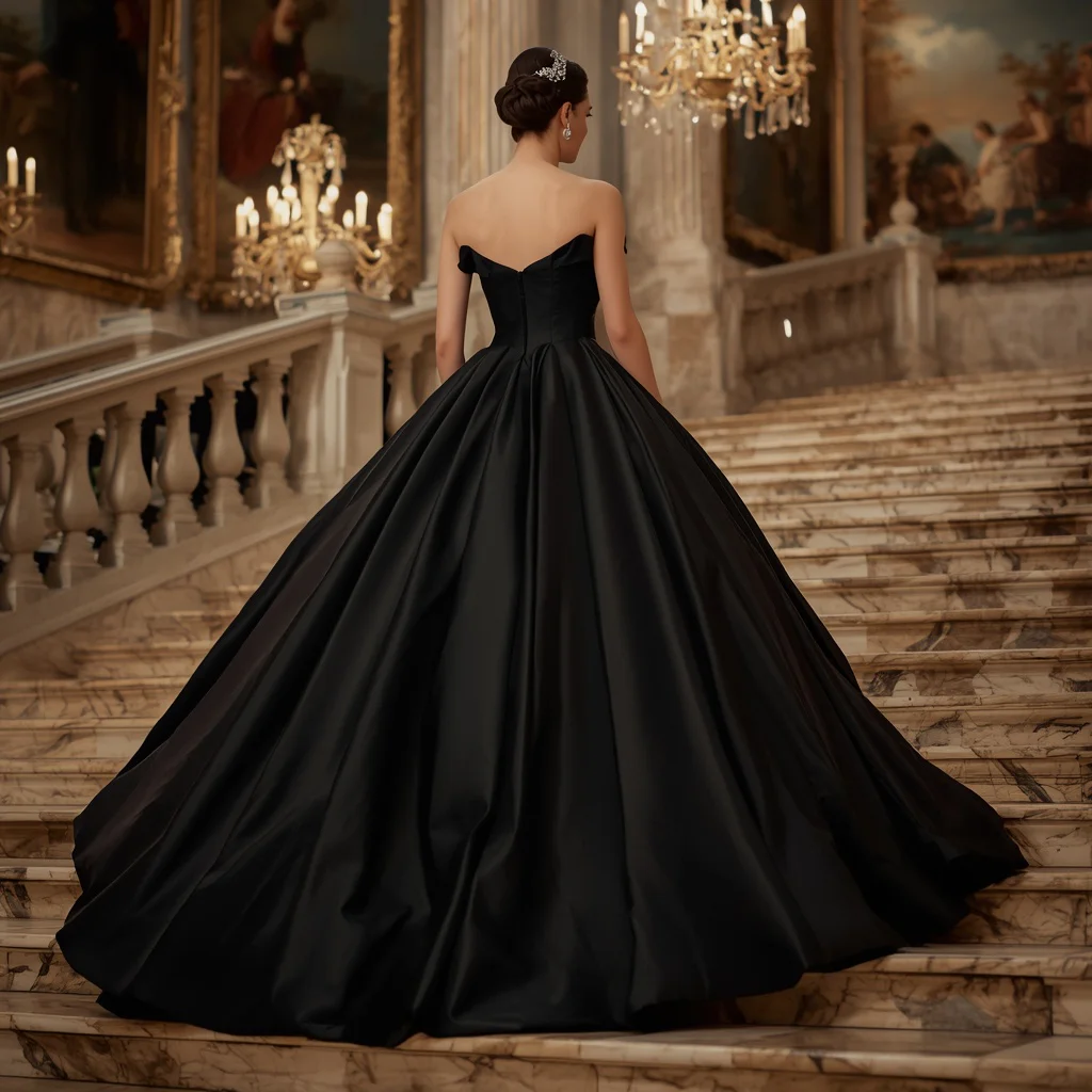 Classic Black Ball Gown for a Timeless Formal Event | gemini ai photo
