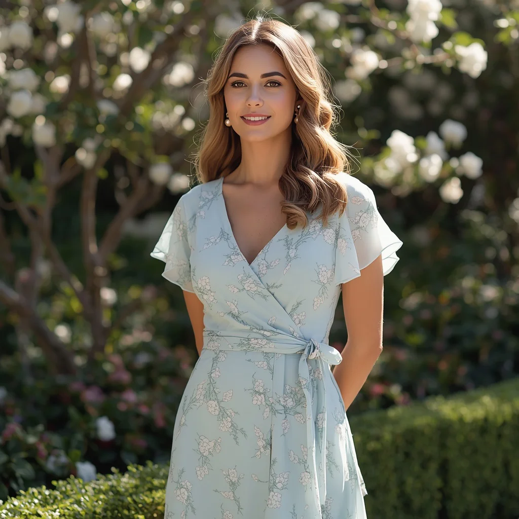 Classic Wrap Dress with Floral Print for an Outdoor Event | chatgpt prompt