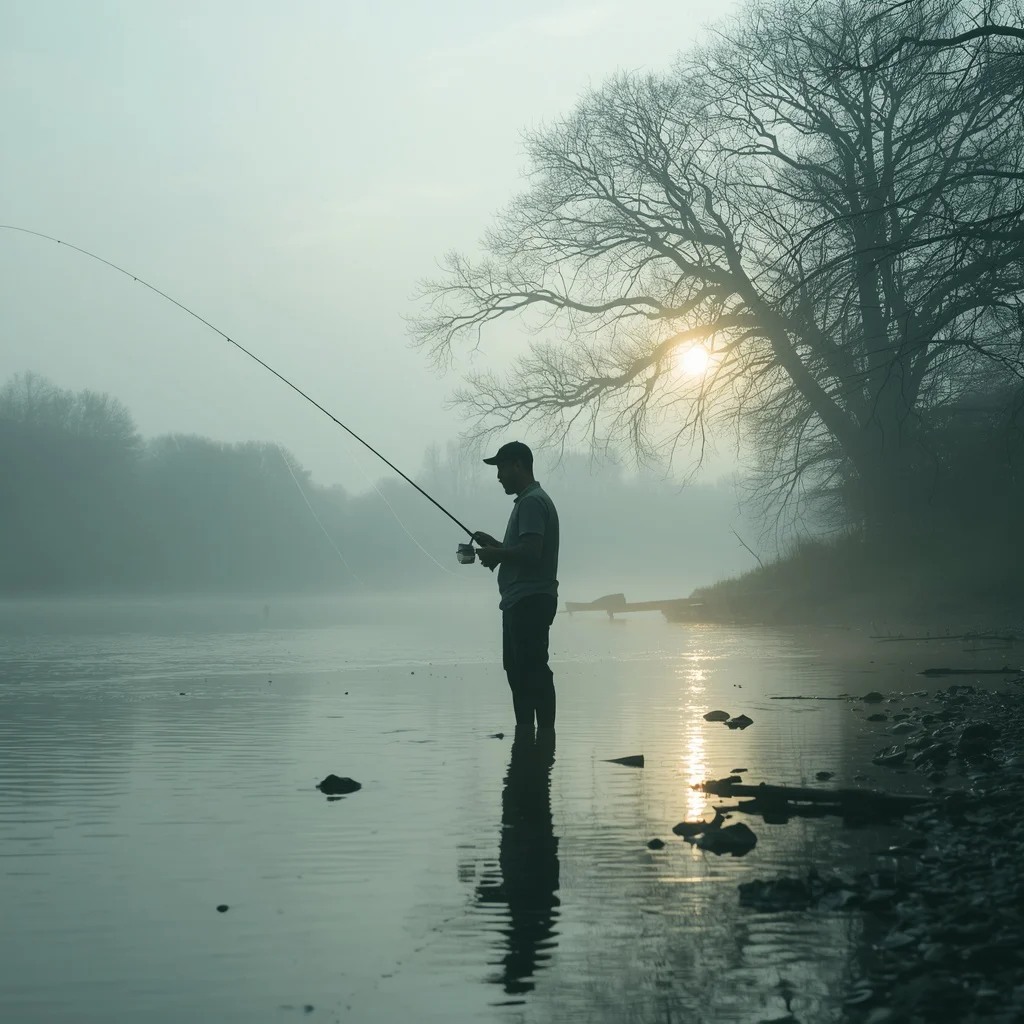 Dreamy Waterscape: A Double Exposure of a Man and a Tranquil River | whatsapp dp ai prompt