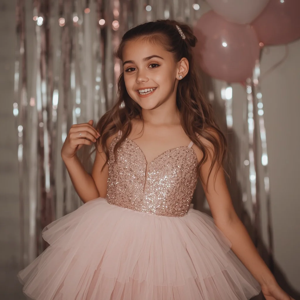 Effervescent Celebration: A Sparkly Tulle Dress for a Graduation Party | modern ai prompt