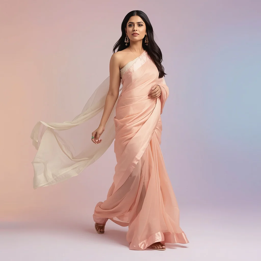 Ethereal Movement with a Sweeping Pastel Peach Dupatta | prompt for saree for wedding