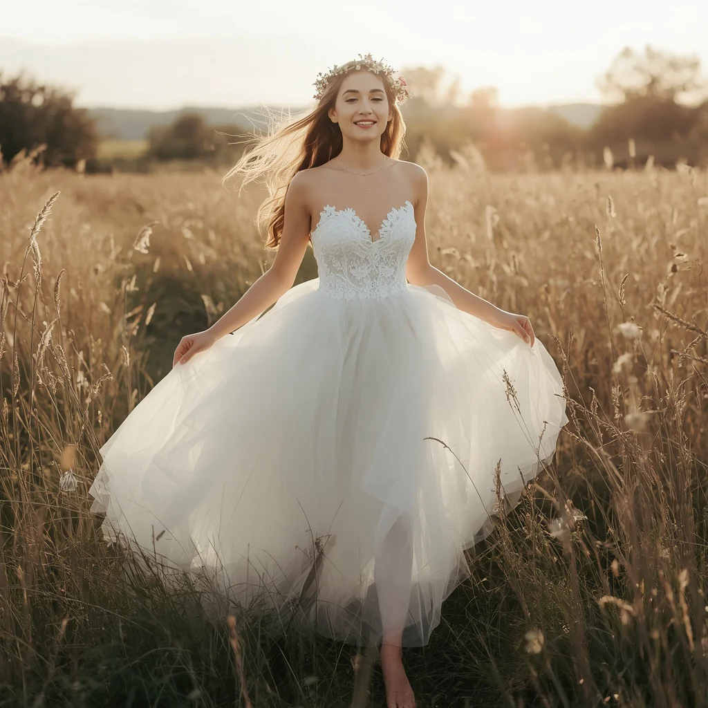 Ethereal White Tulle Gown for a Dreamy Engagement Photoshoot | Radiant Bride-to-be Appearing