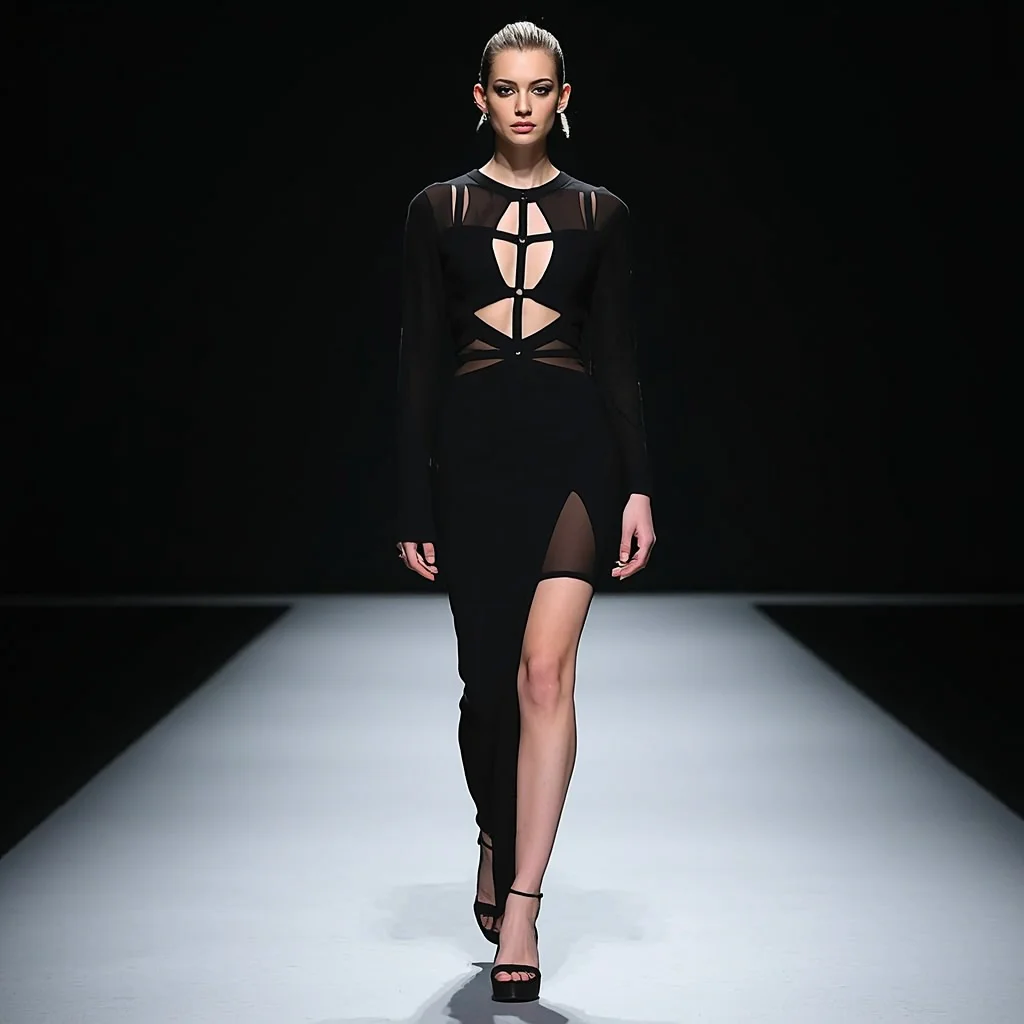 Geometric Cutout Dress for an Edgy Fashion Show | viral instagram ai prompt