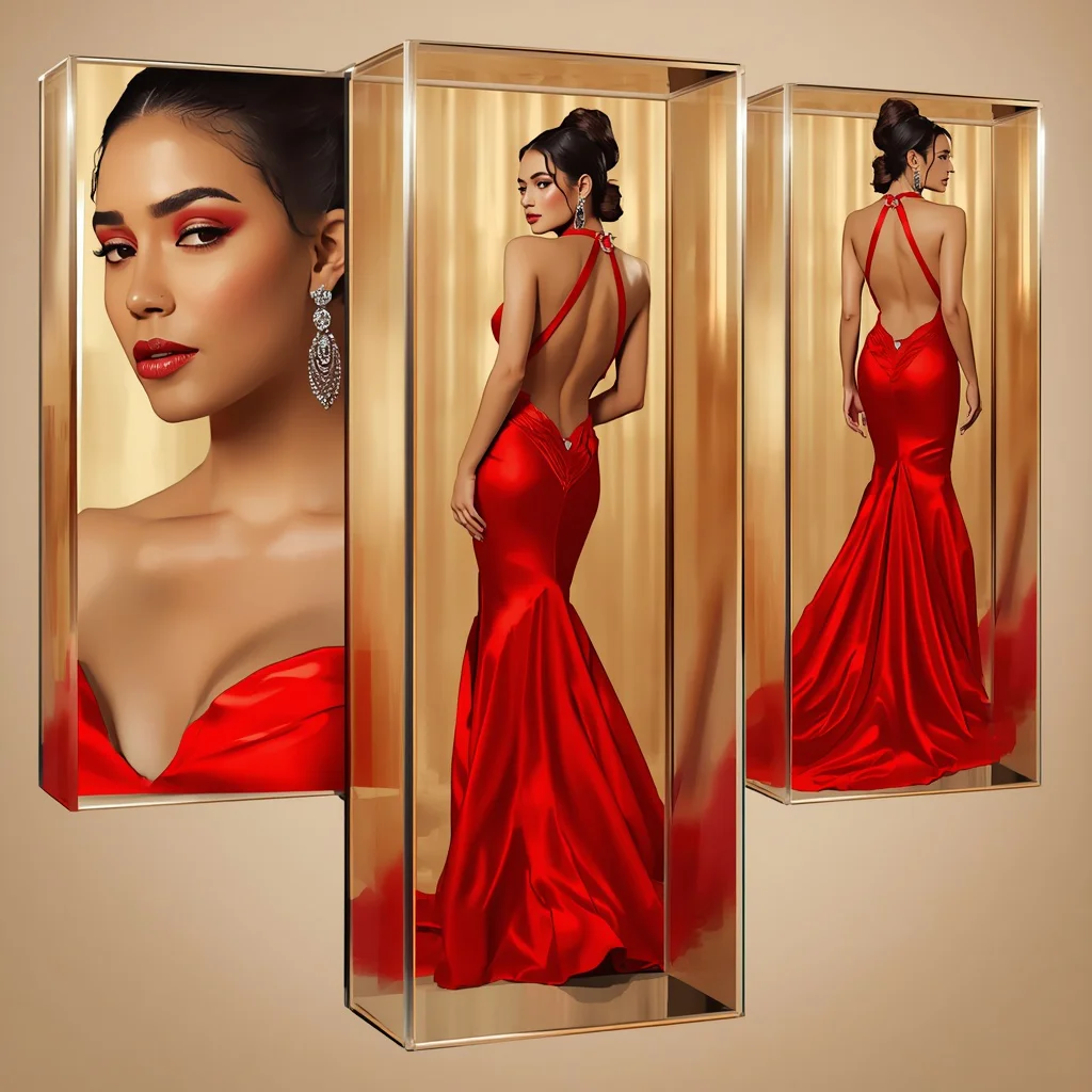 Glamorous Hollywood Red Carpet Gown in Floating Glass | Premium Floating Glass