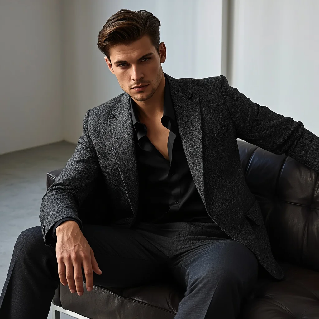 High Fashion Menswear with Textured Tweed Blazer | Gemini Ai photo prompt copy paste trending boy 2026 butterfly