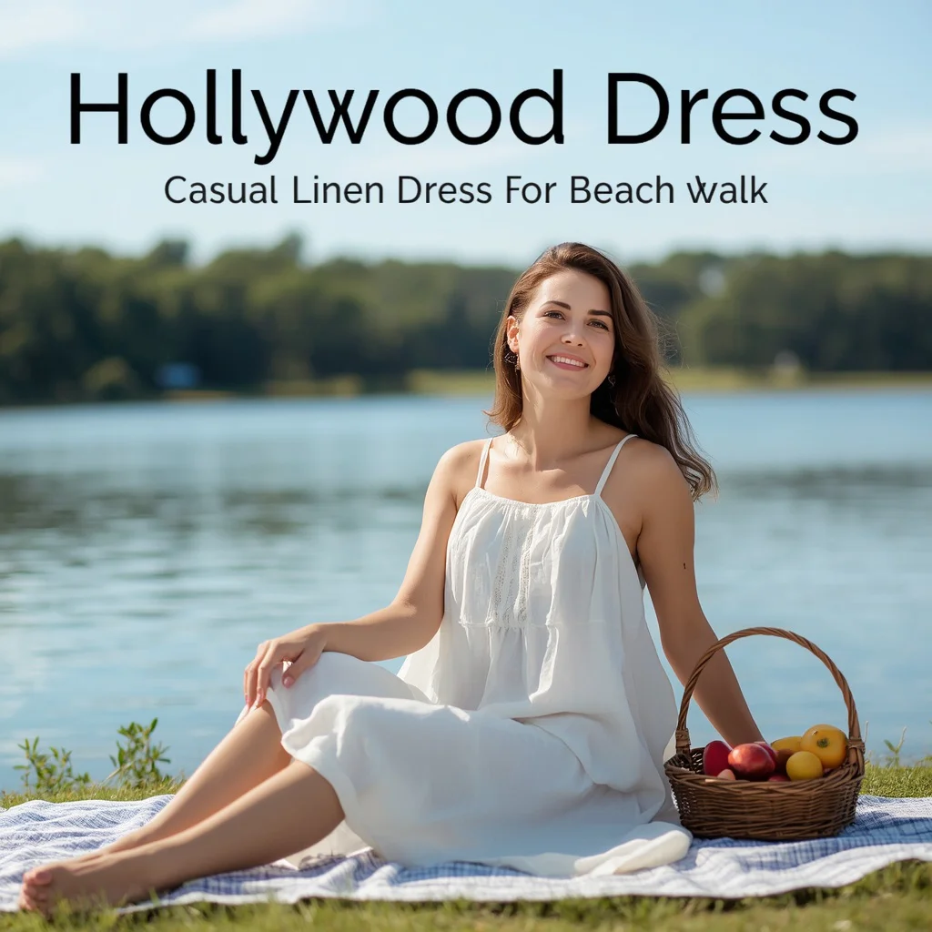 Hollywood Dress: Casual Flowy Linen Dress for Beach Walk | pre wedding ai prompt