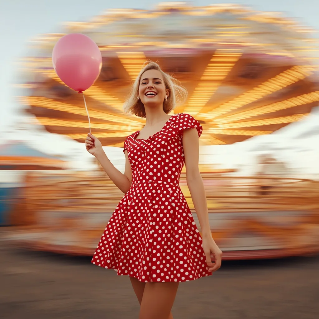 Hollywood Dress: Playful Polka Dot Mini Dress for Event | flux ai prompt