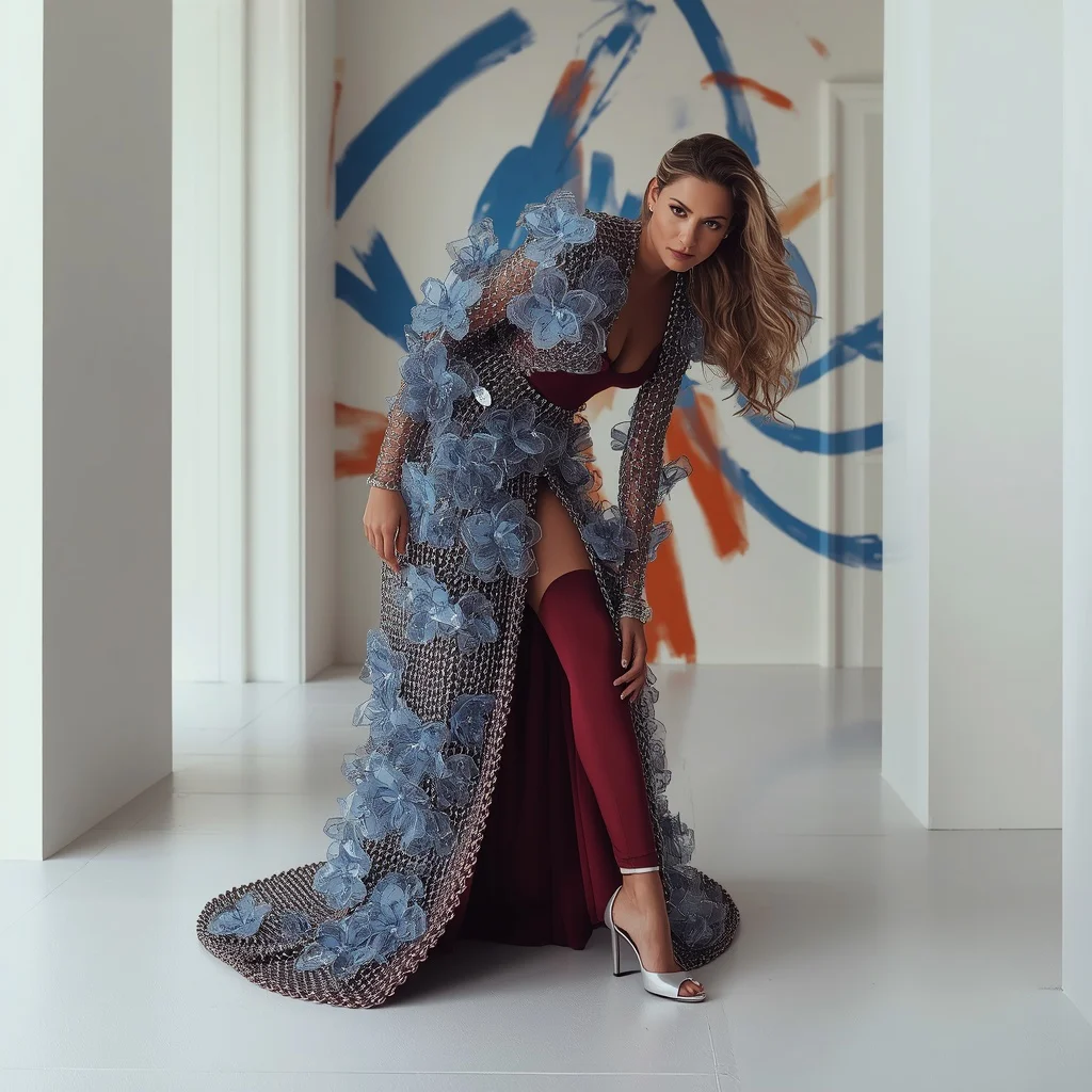 Hollywood Glamour Dresses Encrusted With Shimmering Blue Crystals | Majestic Vertical Designed