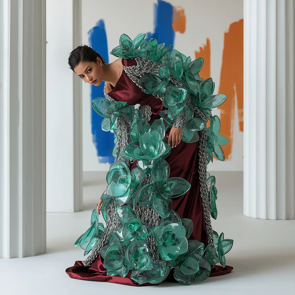 Hollywood Glamour Dresses Encrusted With Shimmering Emerald Crystals | Majestic Vertical Designed