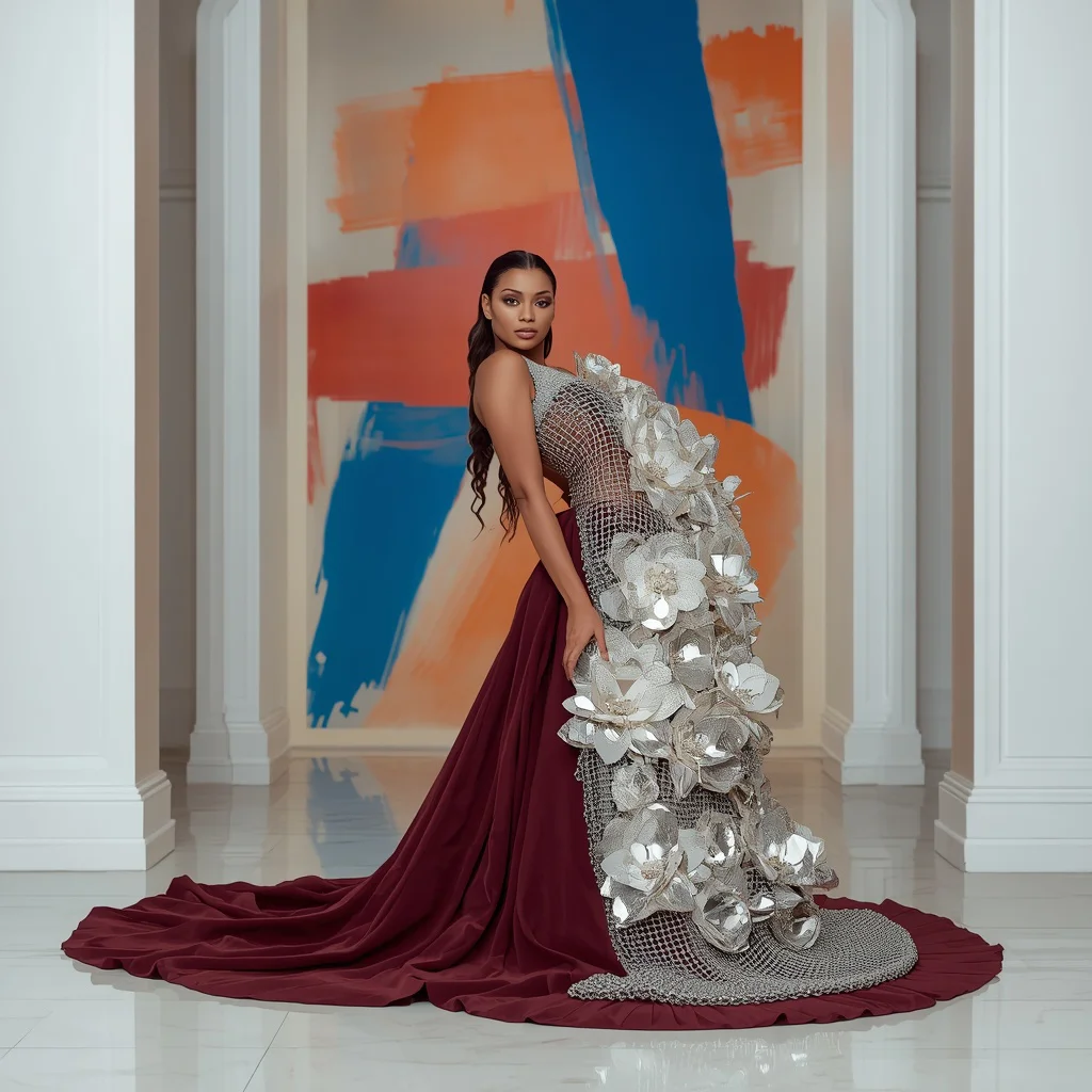 Hollywood Glamour Dresses With Liquid Diamond Bodice Design | Majestic Vertical Designed