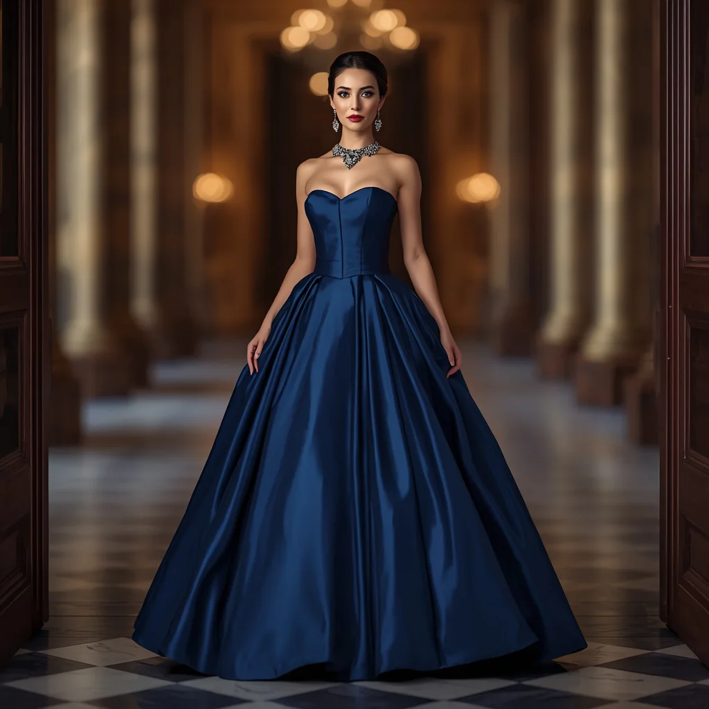 Latest Western Dresses in Fashion: Elegant Strapless Ball Gown | attitude ai prompt