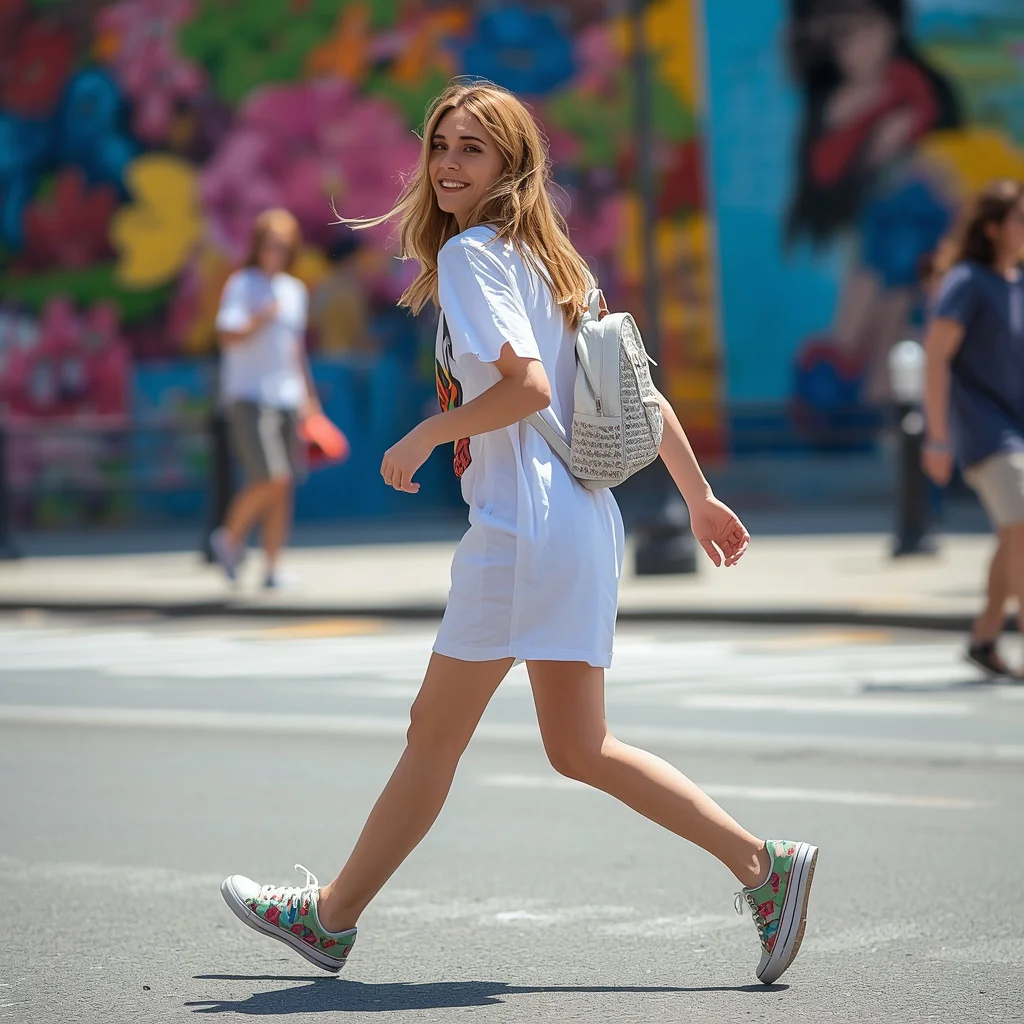 Latest Western Dresses in Fashion: Playful T-Shirt Dress | image to prompt