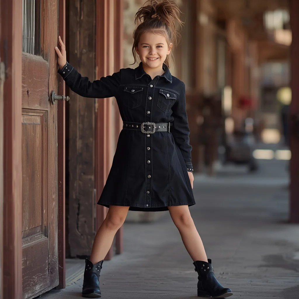 Little Outlaw: Edgy Western Dress for Adventurous Girls | traditional ai prompt