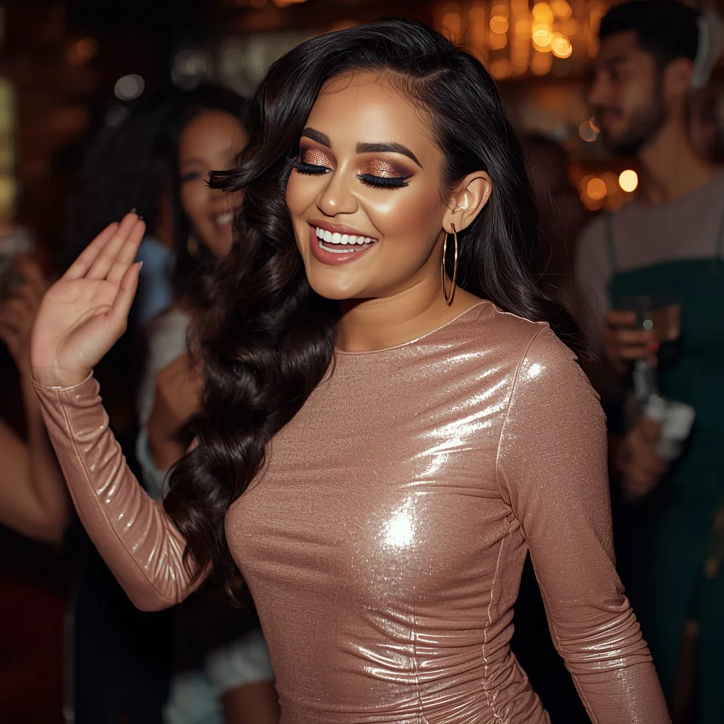 Metallic Charm: A Shimmering Mini Dress for a Girls’ Night Out | Prompt for Gemini AI look couple