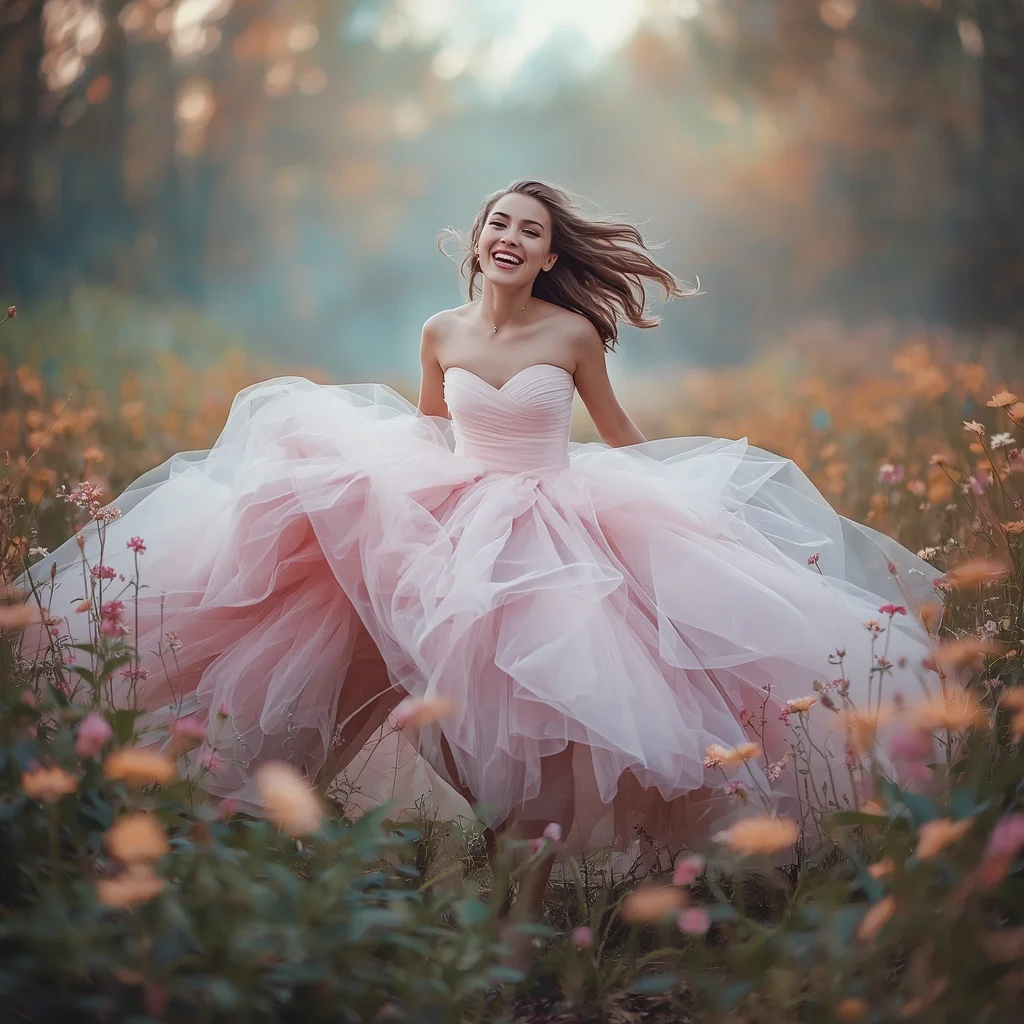 Playful Tulle Prom Dress in a Dreamy Landscape | art ai prompt