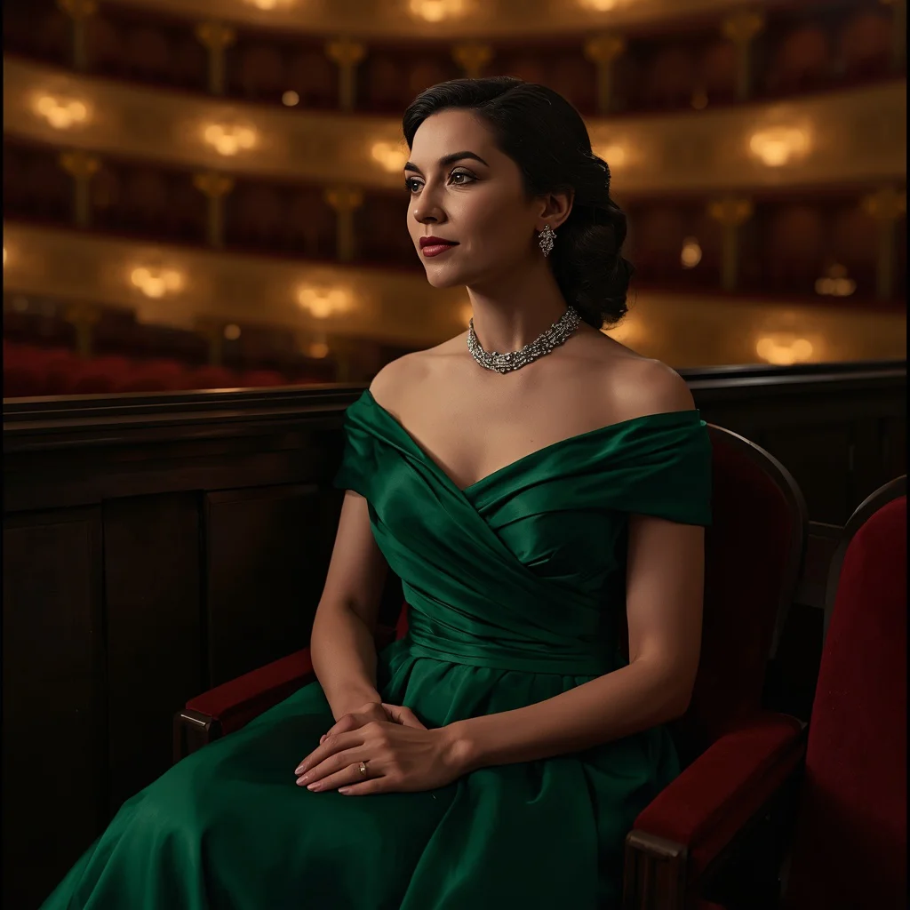 Regal Emerald Green Gown for an Opera Night | Prompt for Gemini AI girl style trending Instagram