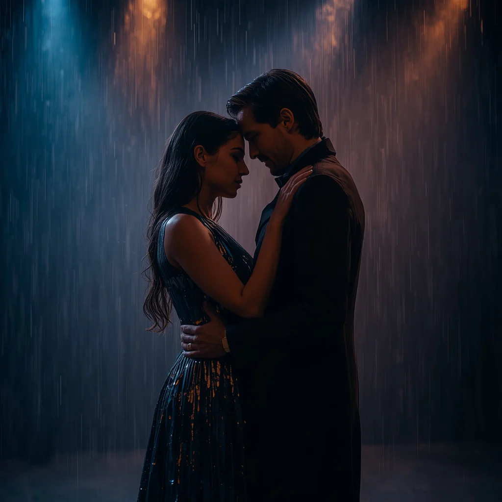 Romantic Couple Embracing in Soft Cinematic Rain Light | Romantic Moody Cinematic
