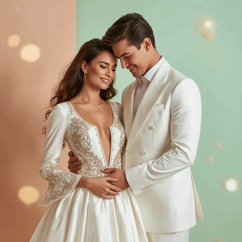 Romantic Couple in High Fashion White Party Wear | Elegant Cinematic Romantic