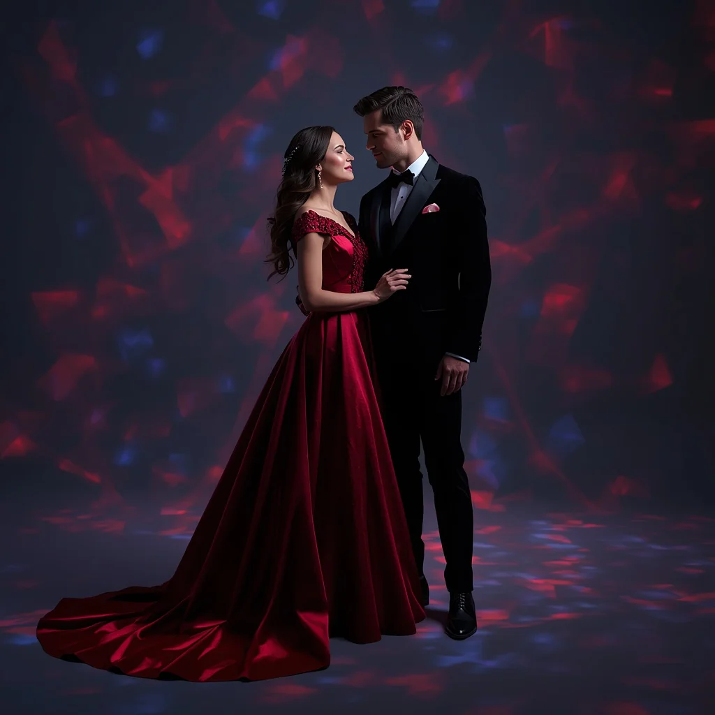 Romantic Couple In Luxurious Crimson and Black Outfits | Majestic Romantic Cinematic