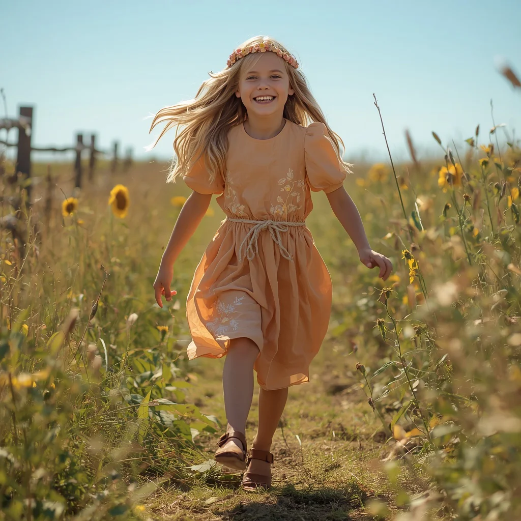 Rustic Country Charm in a Flowy Orange Dress | instagram prompt for girls