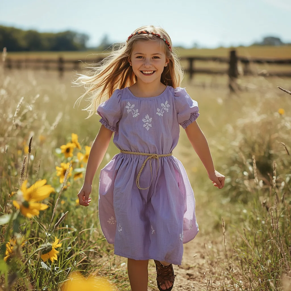 Rustic Country Charm in a Flowy Purple Dress | Chatgpt prompt for look