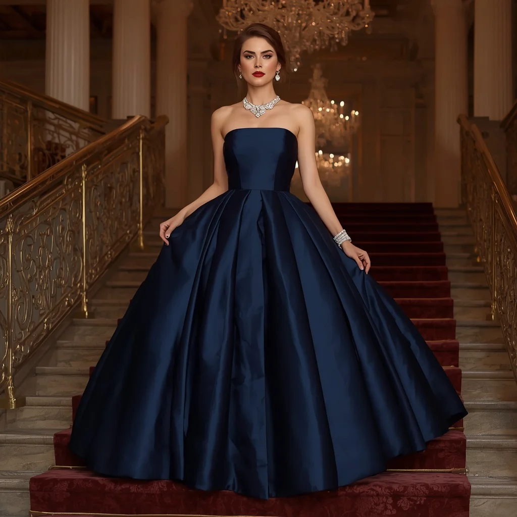 Timeless Allure: A Woman in a Classic Strapless Ball Gown for a Charity Gala | Prompt for traditional look for couple
