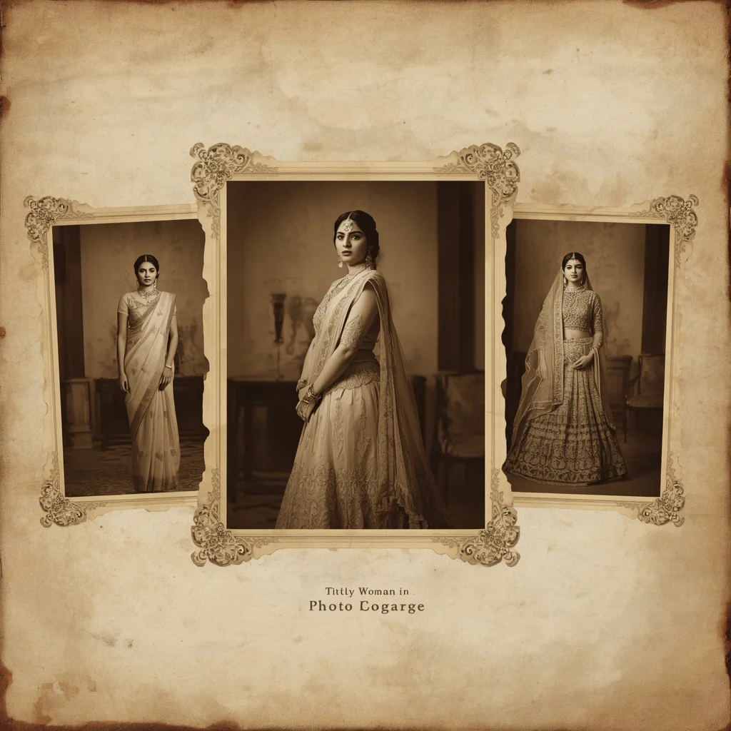 Timeless Sepia Toned Photo Album Collage: Indian Woman in Vintage Elegance | Timeless Sepia-toned Album