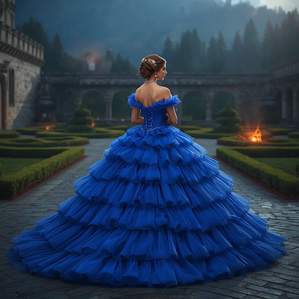 Vibrant Tulle Ball Gown at a Fairy Tale Forest Castle | Prompt seen girl photo editing trending