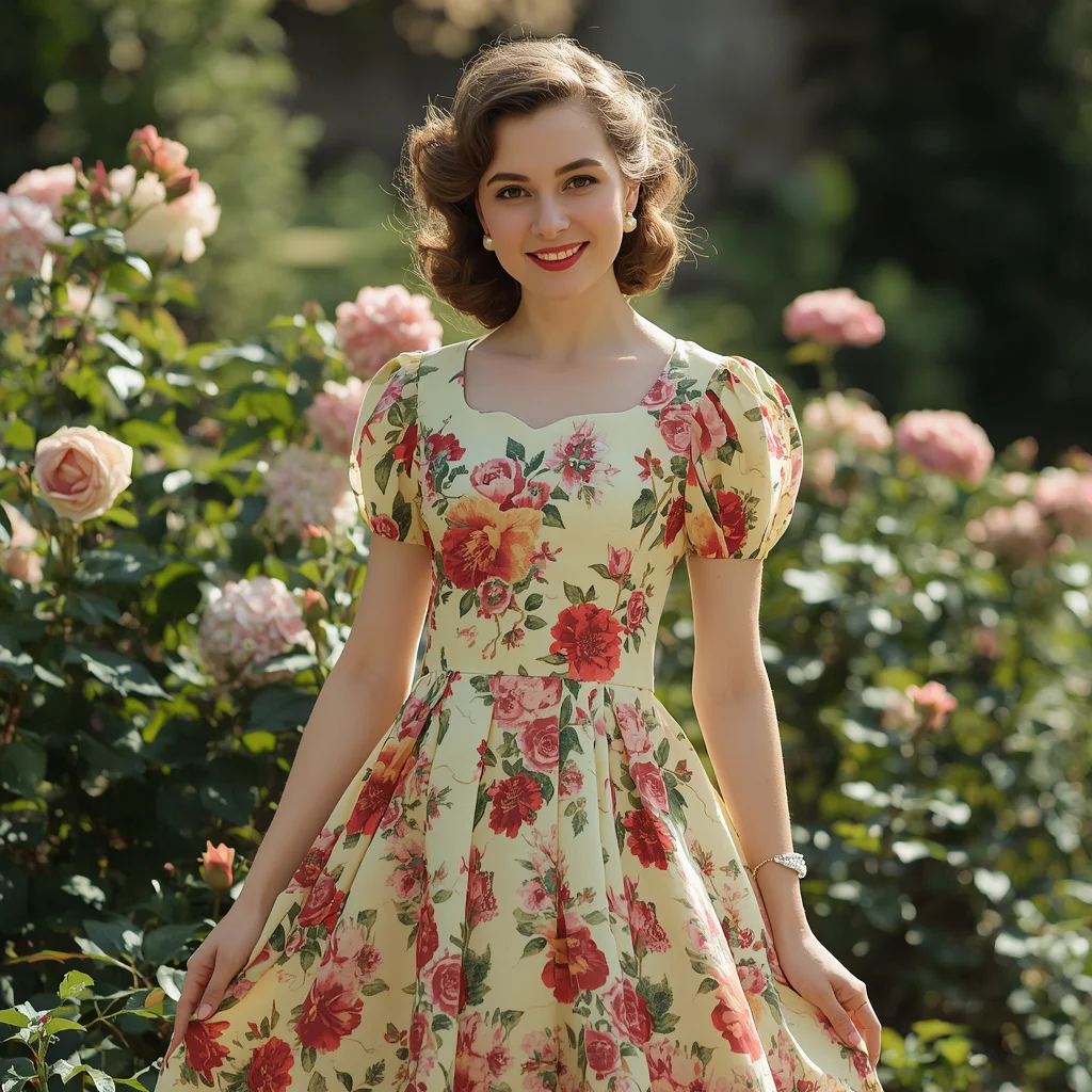Vintage-Inspired Floral Tea Dress for a Garden Party | viral ai image prompt