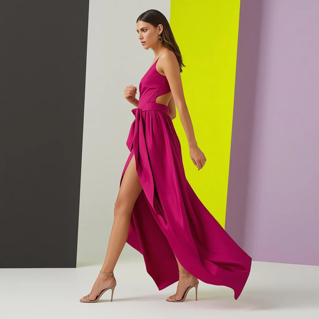 Western Party Wear Dress In Elegant Asymmetrical Silhouette | Fashion Model Vibrant