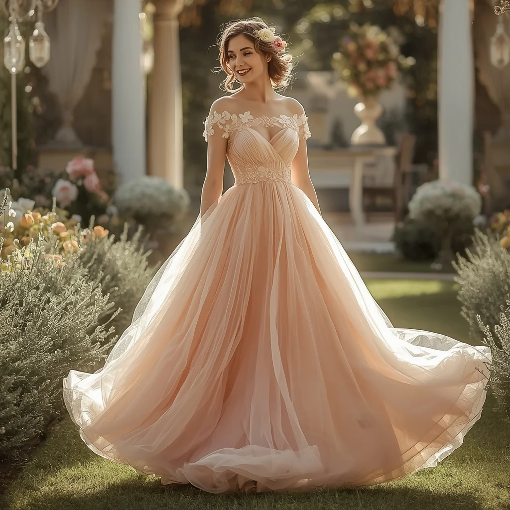 Whimsical Tulle Empire Waist Dress for an Outdoor Wedding | motivation ai prompt
