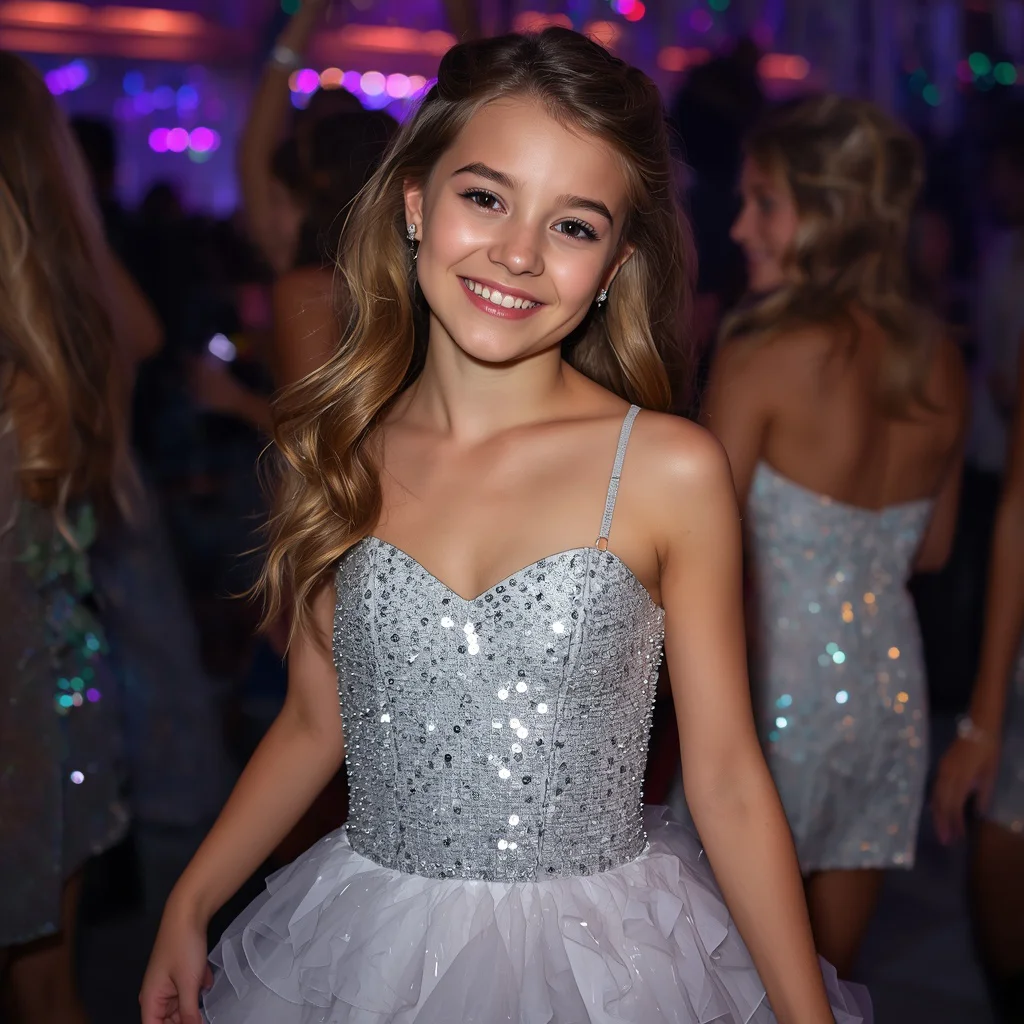 Youthful Glam: A Sequin Ruffle Mini Dress for a Disco Party | prompt for wedding in english